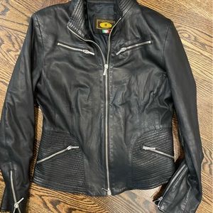 Size 46 (equivalent to a medium) women’s Italian black leather jacket